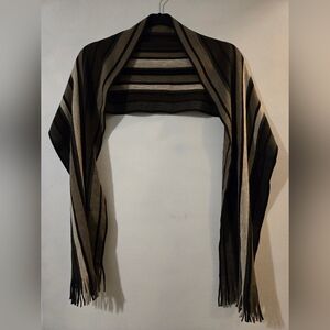Striped Tasseled Gray Tone Scarf